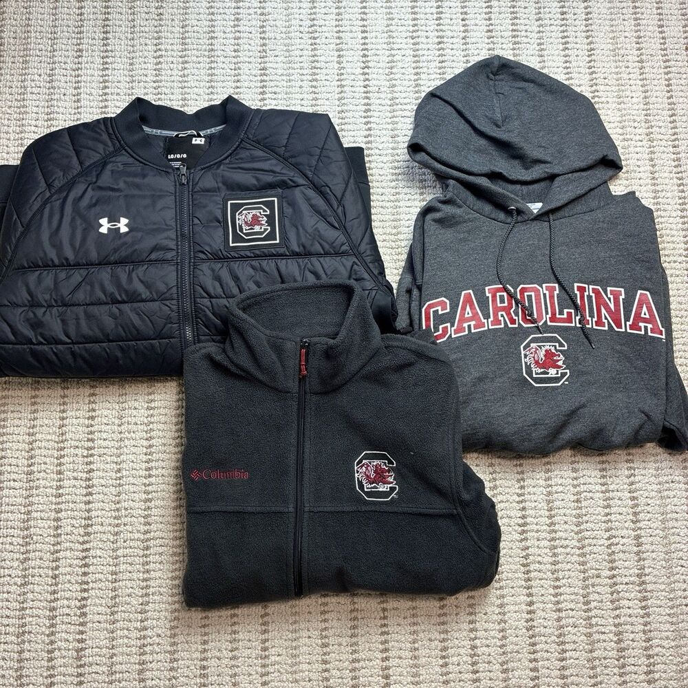 Lot 3 South Carolina Gamecocks Sweatshirts Under Armour Columbia Champion Mens M